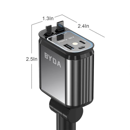 4 in 1 Retractable Car Charger with Starry Light,69W Cigarette Lighter Charger,USB C Fast Car Charger for iPhone 17 Pro Max 16 15 14 13 12 11 (Lightning+USB-C & PurpleLight) - size: Lightning+USB-C & PurpleLight