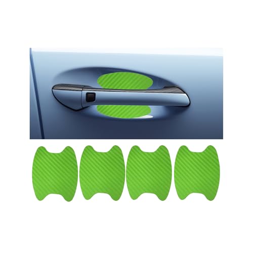 4PCS Carbon Fiber Car Door Handle Stickers, Anti-Scratches Vehicle Door Side Bowl Cup Handle Protective Film, Auto Exterior Paint Guard Decals Protecter,Car Accessories for SUV RV Truck(Green) - color: Green