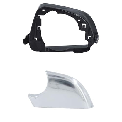 Fits For Tesla Model 3 Left Driver Side Wing Mirror Cover and Mirror Frame Set Rearview Lower Holder Tray Cap Housing 2017-2020(left side chrome) - size: Model 3 Left Side Chrome