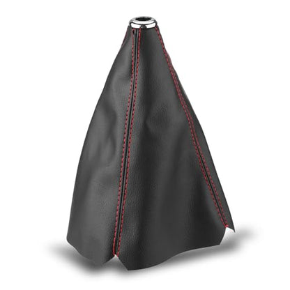Shifter Boot Universal, PU Leather Shift Boot Retainer Stick Shift Sleeve Gear Shifter Boot Gear Gaiter Cover Black Bright Red Stitch