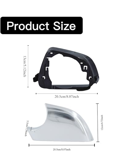 Fits For Tesla Model 3 Left Driver Side Wing Mirror Cover and Mirror Frame Set Rearview Lower Holder Tray Cap Housing 2017-2020(left side chrome) - size: Model 3 Left Side Chrome