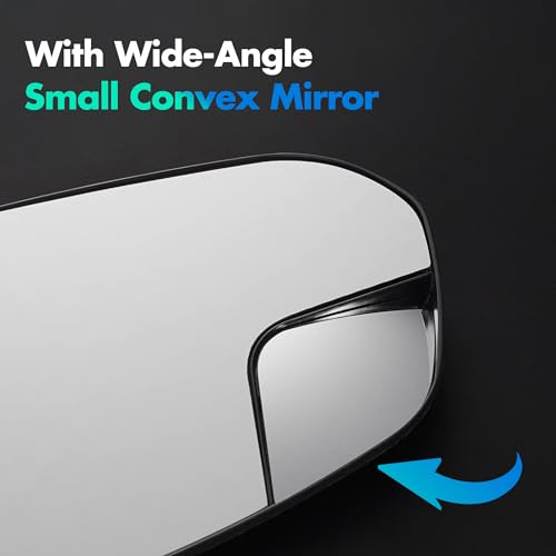 SNEMEEY Compatible with Toyota RAV4 Driver Side Mirror Glass 2016 2017 2018 - Left Side Replacement View Mirror, Heated Chrome Convex Mirror with Backing Plate and Rear Holder - color: Driver Side（LH）