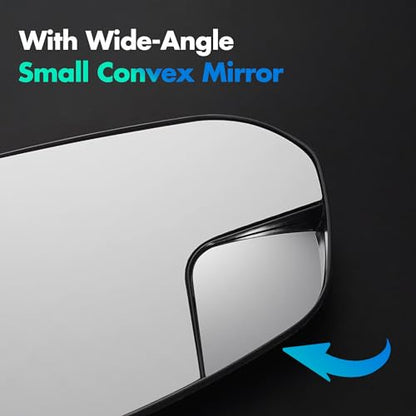 SNEMEEY Compatible with Toyota RAV4 Driver Side Mirror Glass 2016 2017 2018 - Left Side Replacement View Mirror, Heated Chrome Convex Mirror with Backing Plate and Rear Holder - color: Driver Side（LH）