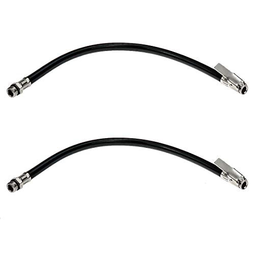 Modengzhe 2 Pcs Tire Inflator Rubber Hose with Zinc Alloy Locking Air Chuck and Standard Tire Valve Fine Thread for Car Truck Black