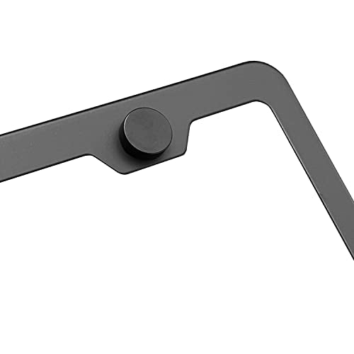 T304 Stainless Steel License Plate Frame – 8K Mirror Polish Finish, Rust-Resistant, Slim Design, Universal Fit, Includes Screw Caps, Washers & Stainless Steel Screws (Matte Black) - color: Matte Black