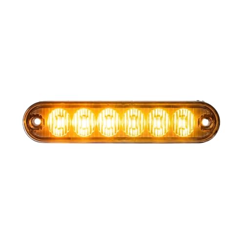 Strobes N More E6 Slim 6-LED Ultra-Thin Strobe Warning Light - 21 Flash Patterns, Synchronizable, Waterproof Primary Warning Lighthead - Amber - color: Amber