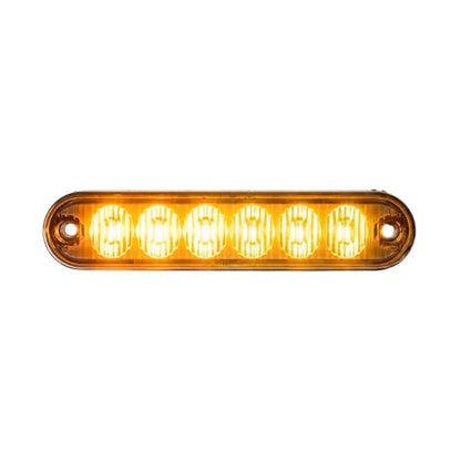 Strobes N More E6 Slim 6-LED Ultra-Thin Strobe Warning Light - 21 Flash Patterns, Synchronizable, Waterproof Primary Warning Lighthead - Amber - color: Amber