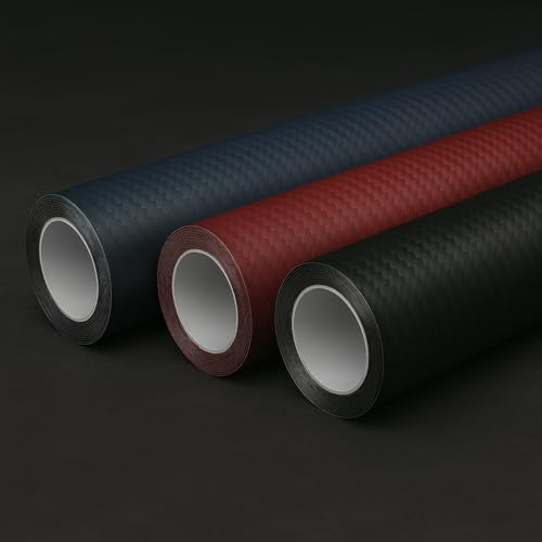RockRose 3D Matte 3D Black Carbon Fiber Vinyl Wrap, Anti-Wrinkle, Air Release Automotive Bubble Wrap, Self Adhesive Car Vinyl Sticker DIY Decals 1FT x 10FT - color: 3D Black, size: 1FT x 10FT
