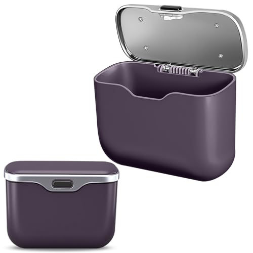 Car Trash Can with Lid, Leakproof Auto Garbage Bin, Waterproof Car Trash Bag Holder with PU Leather Top for Back of Seat/Door, Fit for SUVs, Sedans, Trucks Purple - color: Purple