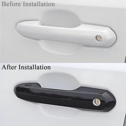 Upgraded No Adhesive Snap-on Car Door Handle Cover Protector Compatible for Toyota 2019 2020 2021 2022 2023 2024 2025 Rav4 2020~2026 Highlander 2023 2024 Crown Accessories (1. Glossy Black) - style: 1. Front Doors Keyless Entry