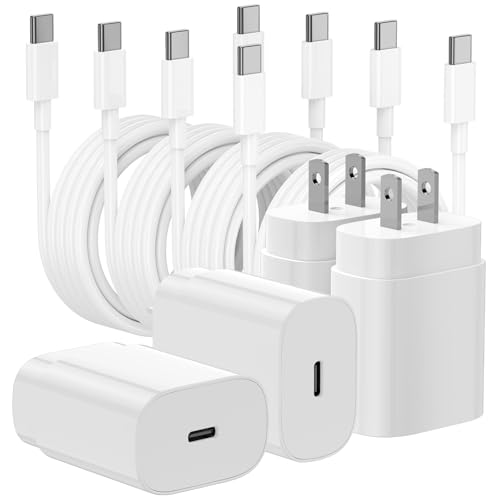 Essri 25W for iPhone 16 15 Charger Fast Charging,4 Pack USB C Wall Charger Block with (6 ft+10 ft) x2 Long USB C to C Cable for iPhone 16/15 Pro Max/Plus,for iPad Pro/Mini,White - color: White, size: 4Pack 6Feet+10Feet