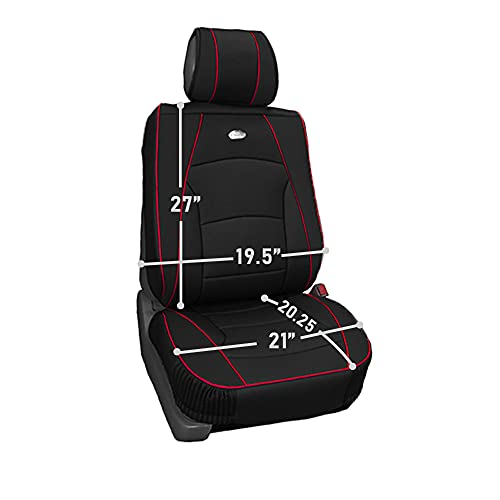 FH Group Ultra Comfort Highest Grade Faux Leather Full Set Car Seat Cushions– Universal Fit for Cars Trucks & SUVs (Black Red Trim) - color: Black Red Trim, style: Full Set