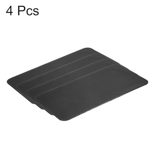HARFINGTON 4pcs Car Dashboard Anti-Slip Mat 10.6" x 6" Universal Sticky Dash Pad Grid Pattern Washable Reusable Car Non-Slip Mats for Phone Keys Sunglasses Electronic Devices, Black