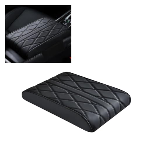 Car Center Console Cover Pad, Leather Auto Console Arm Rest Cover, Waterproof Car Armrest Seat Box Cushion Protector, Memory Foam Armrest Pillow for Most Cars - color: Black