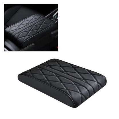 Car Center Console Cover Pad, Leather Auto Console Arm Rest Cover, Waterproof Car Armrest Seat Box Cushion Protector, Memory Foam Armrest Pillow for Most Cars - color: Black