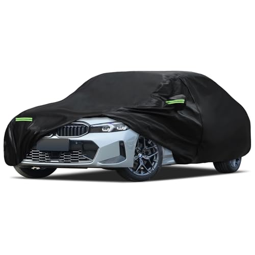 Car Cover Custom Fit for 2007-2025 BMW 3 Series M3 320i 325i 328i 330i 340i, Migaven Waterproof Full Exterior Cover Sun Rain Protection with Door Zipper and Cotton Lining - color: Black, size: Custom Fit for Bmw 3 Series