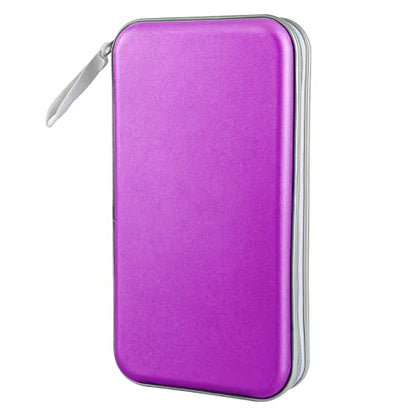 CD Case, Siveit DVD Case Holder 96 Capacity Hard Plastic CD DVD Disc Cases Storage Binder Wallet for Car Home Office Travel (Purple) - color: Purple