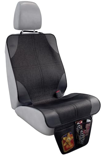 lebogner Car Seat Protector for Baby and Child – Non-Slip, Thick Padded Cover with 2 Mesh Pockets – 1 Pack - color: Black - 2 Pocket