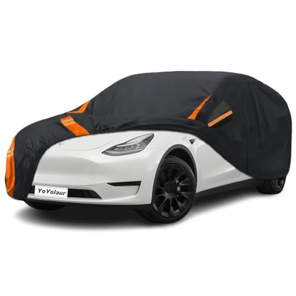 10-Layer Compatible with Tesla Model Y Car Cover Waterproof All Weather for Automobiles, Outdoor Full Cover Soft Cotton Lining with Door Zipper, Fit for Model Y 2020-2025 - size: Custom Fit for Model Y