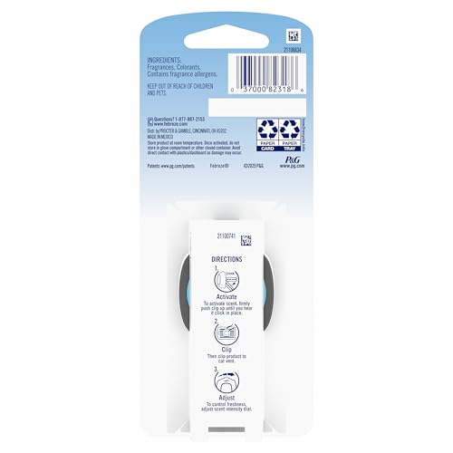 Febreze AUTO Air Freshener, Odor-Fighting Automotive Vent Clip, Midnight Storm Scent, 8 Count