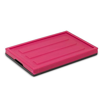Glad Collapsible Storage Bin with Lid - 48L Foldable Plastic Box for Garage, Car Trunk, and Organization - Stackable Lidded Container with Handles, Purple - color: Purple