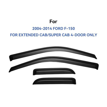 Window Visors Rain Guards for 2004-2014 Ford F150 SuperCab, Out-Channel Window Vent Wind Deflectors Visors Shades for 04-14 F-150 Extended Cab - size: 2004-2014 F150 Supercab