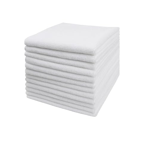 Tricol Clean Microfiber Cleaning Cloth, 16in*16in, 12 Pack Ultra-Thick Cleaning Rags, Super Absorbent, Lint Free & Streak Free Cleaning Towels for Car, House, Kitchen, Office - color: White, size: 16 x 16 in
