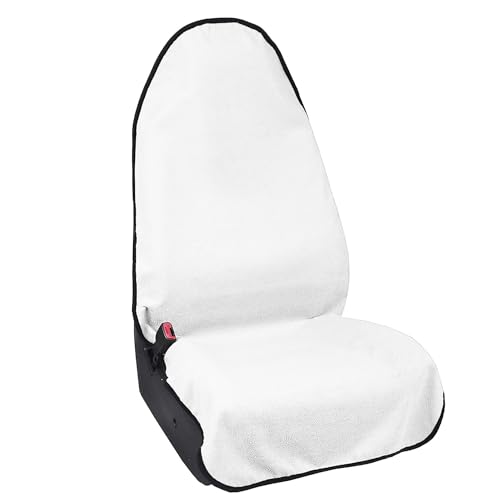 Waterproof Sweating Car Seat Cover for Post Gym Workout, Running, Swimming, Beach and Hiking, Universal Fit Non-Slip Bucket Seat Protector for Cars SUV Trucks, Machine Washable (White) - color: White