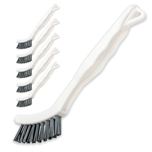 6-Pack Grout Cleaner Brush Scrub Set - Stiff Bristle Scrubbing & Detail Cleaning Brushes for Household Use on Bathtub, Shower, Kitchen, Tile Floors, Sink, Grooves, Window Tracks, Drains