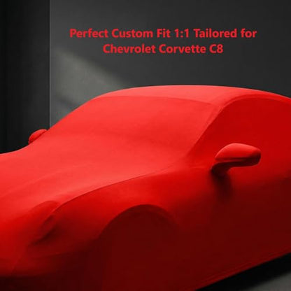 Fit Full Car Cover Dust-Proof Protection Compatible with Chevrolet Corvette C8 2020–2025, Indoor Breathable Car Cover for Dust-Proof, Underground Garage, Car Show(Red)