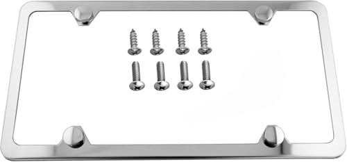LFPartS Premium Slim Style Stainless Steel License Plate Frame (4 Holes, Polished Mirror Finish) - color: Polished Mirror Finish, size: 4 Holes, 1 Pack