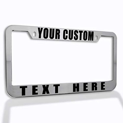 Speedy Pros Funny License Plate Frame Custom Personalized Text Zinc Cute Car Accessories License Plate Holder Chrome 2 Holes 1 Frame - color: Chrome 2 Holes