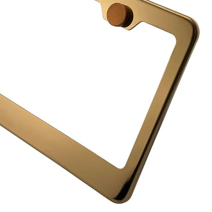 T304 Stainless Steel License Plate Frame – 8K Mirror Polish Finish, Rust-Resistant, Slim Design, Universal Fit, Includes Screw Caps, Washers & Stainless Steel Screws (Rose Gold) - color: Rose Gold