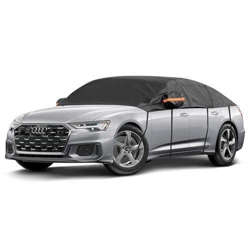 Half Car Cover Sedan, Sunroof Cover for Rain Snow with Reflective Strip, Car Winter Accessories Waterproof All Weather Protection, Fit Sedan 178-200 inch - size: Sedan(see size table)