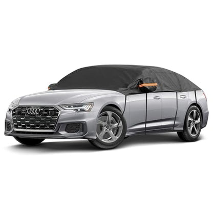 Half Car Cover Sedan, Sunroof Cover for Rain Snow with Reflective Strip, Car Winter Accessories Waterproof All Weather Protection, Fit Sedan 178-200 inch - size: Sedan(see size table)