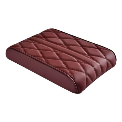 Car Center Console Cover Pad, Leather Auto Console Arm Rest Cover, Waterproof Car Armrest Seat Box Cushion Protector, Memory Foam Armrest Pillow for Most Cars (Burgundy) - color: Burgundy