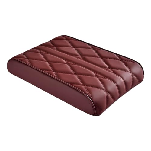 Car Center Console Cover Pad, Leather Auto Console Arm Rest Cover, Waterproof Car Armrest Seat Box Cushion Protector, Memory Foam Armrest Pillow for Most Cars (Burgundy) - color: Burgundy