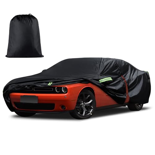 Car Cover Custom Fit for Dodge Challenger 2008-2025, Waterproof All Weather for Automobiles Full Exterior Cover Rain Sun Snow Protector with Door Zipper - size: Custom Fit for Dodge Challenger
