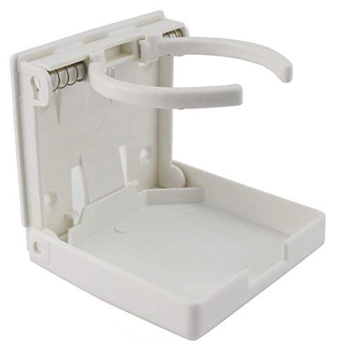 TIHOOD 2PCS Adjustable Folding Drink Holder with Screws/Adjustable Cup Holder for Marine/Boat/Caravan/Car (White) - color: White