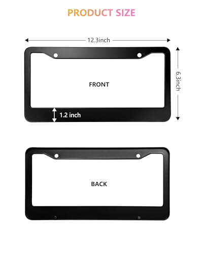 License Plate Frames - 2 Pack Matte Black Universal Aluminum Metal Car Tag Frame for Front and Rear Number Holder with Screws & Caps - style: Aluminum-Wide Frame-A
