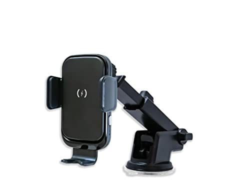 Wireless car Charger, 15W Qi Fast Charging Phone Mount for car Dashboard Windshield air Vent, auto clamp, Compatible with iPhone 13 12 11 Pro Max XR XS X Galaxy Note 20 S20 S21 S22, Black (JLM-02)