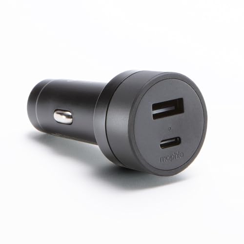 Mophie 42W Dual USB-C + USB-A Car Charger, Universal AUX Compatibility, LED Indicator, Fast Charging, Multi-Device - style: USB-C & USB-A
