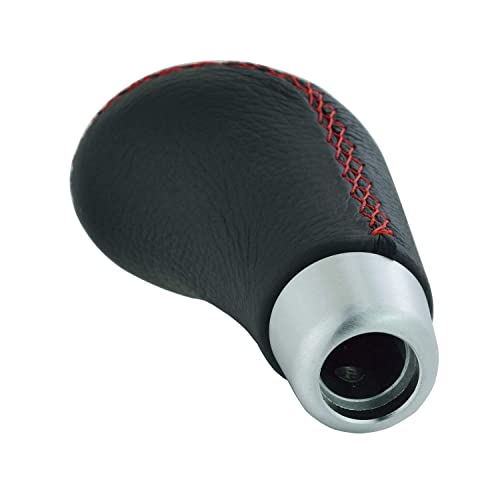 Lunsom Leather Shift Knob, Car Gear Shifter Stick Auto R Style Shift Stick Handle Head Gear Shift Lever Knob for Most Manual Transmission Vehicle (Red Suture) - color: Red Suture