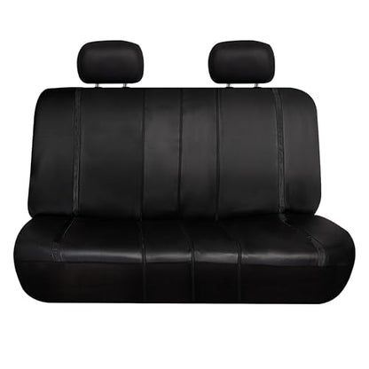 FH Group Full Set Faux Leather Car Seat Covers - Universal Fit, Low Back Front Seat Covers, Airbag Compatible, Split Bench Rear Seat Cover for SUV, Sedan Black - color: Black, style: Seat Covers