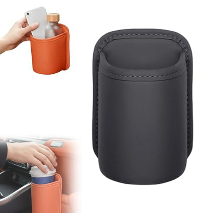 Universal Leather Car Door Cup Holder Trash Can, Leakproof Car Trash Bin,Multifunctional Back Seat Car Organizer for Hold Phones, Snacks, Drinks (Black) - color: Black