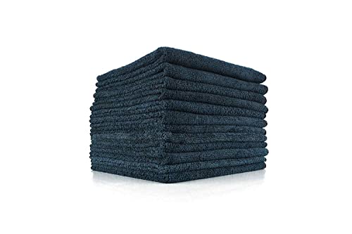The Rag Company - All-Purpose Microfiber Terry Cleaning Towels - Commercial Grade, Highly Absorbent, Lint-Free, Streak-Free, Kitchens, Bathrooms, Offices, 300gsm, 16in x 16in, Midnight (12-Pack) - color: Midnight, size: 16in x 16in