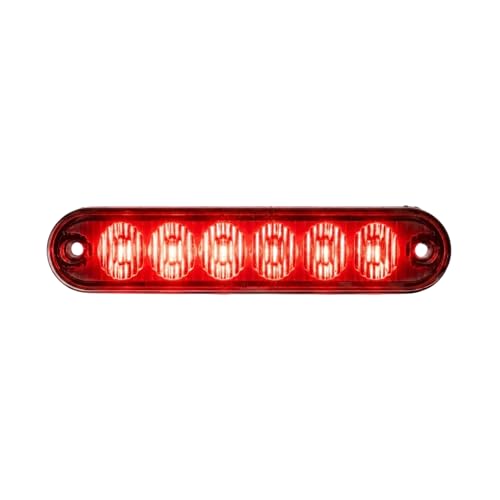 Strobes N More E6 Slim 6-LED Ultra-Thin Strobe Warning Light - 21 Flash Patterns, Synchronizable, Waterproof Primary Warning Lighthead - Red - color: Red