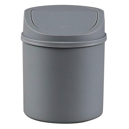 2 L Plastic Mini Desktop Trash Can, Tiny Garbage Can with Swing Lid, Gray - color: gray