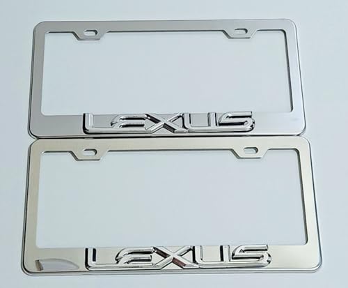 Raised 3D Chrome Emblem Mirror Stainless Steel License Plate Tag Frame Cover Rust Proof Bolts Caps fits Lexus