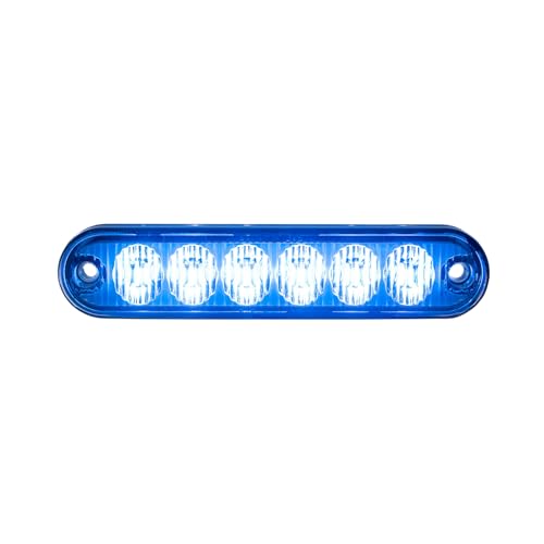 Strobes N More E6 Slim 6-LED Ultra-Thin Strobe Warning Light - 21 Flash Patterns, Synchronizable, Waterproof Primary Warning Lighthead - Blue - color: Blue